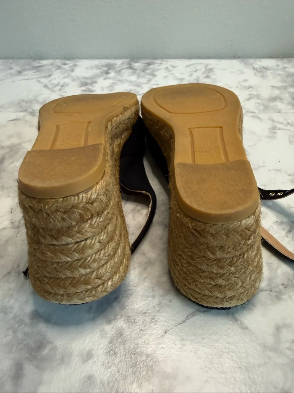 Viscata Barcelona Black Crisscross Espadrille Wedge Sandals Sz 8 1/2 made Spain